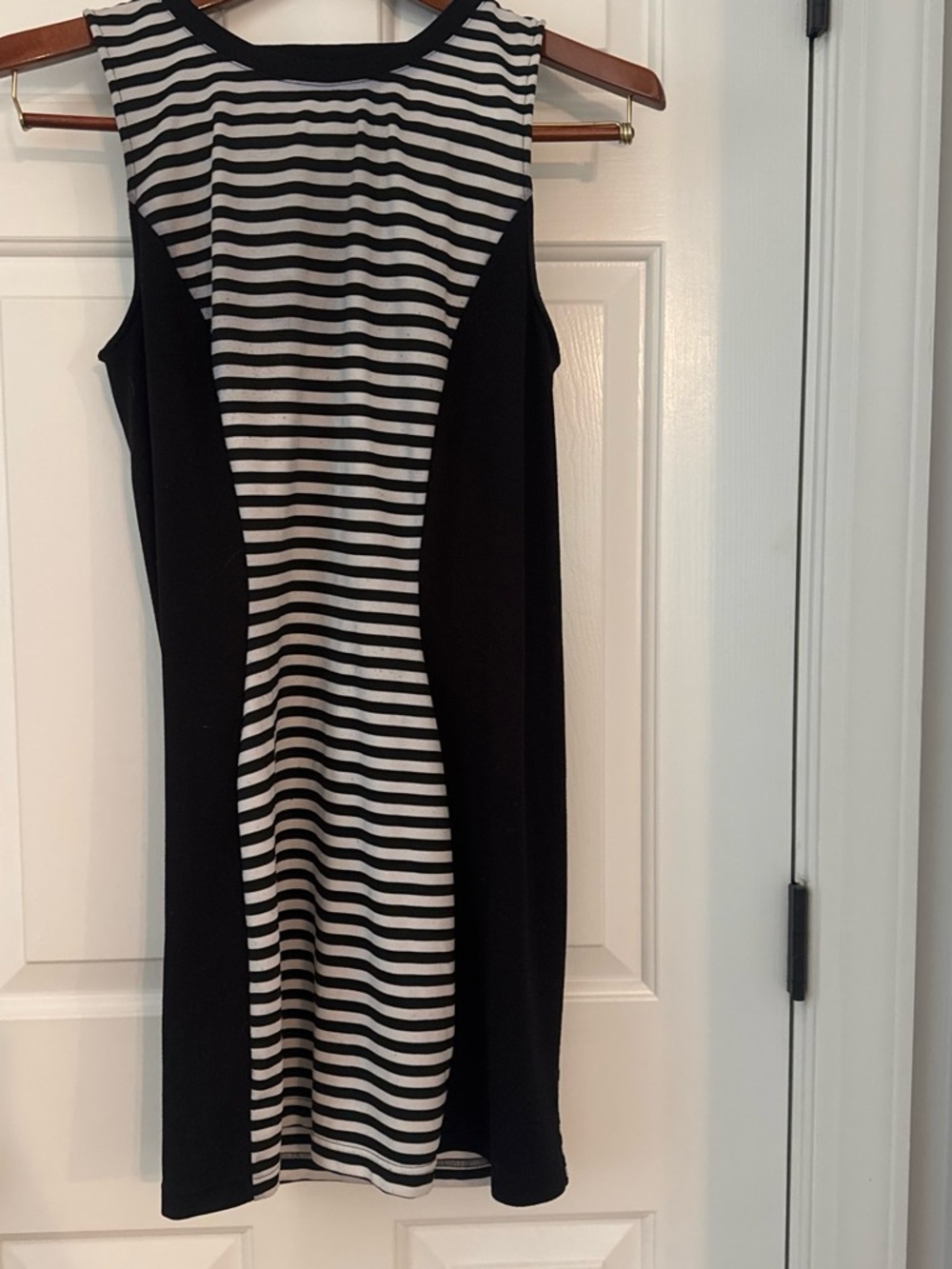 Black & White Striped Midi Sheath Dress